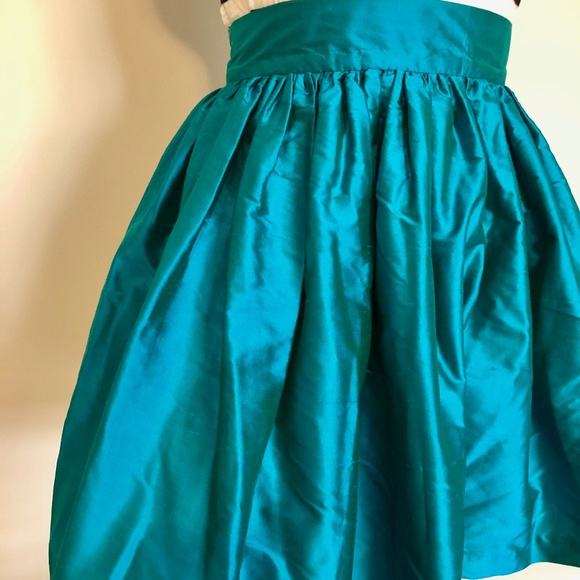 Like-New Silk-Taffeta Teal Party-Skirt by Skot - Picture 5 of 8
